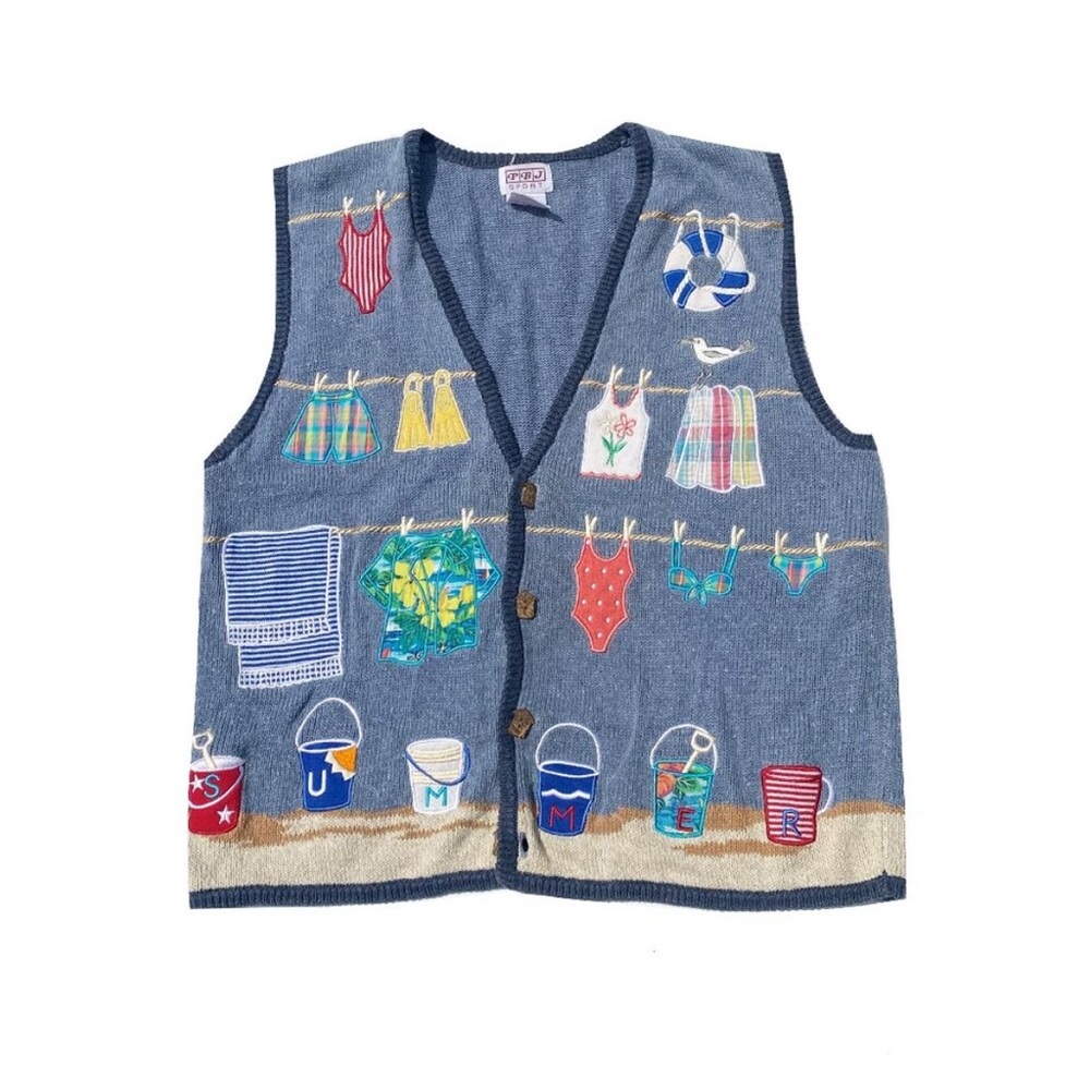 Vintage Coastal GRANDMA Knitted Vest